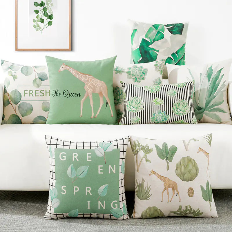 Artistic Plant-Themed Pillow Cover for Sofa and Car