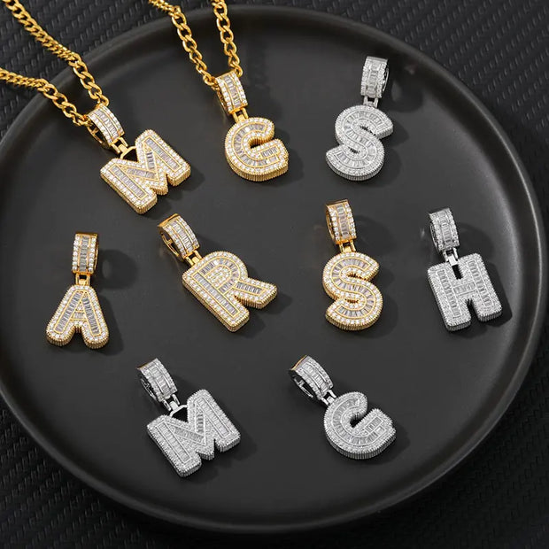 Cubic Zirconia Letters A-Z Pendant Necklace