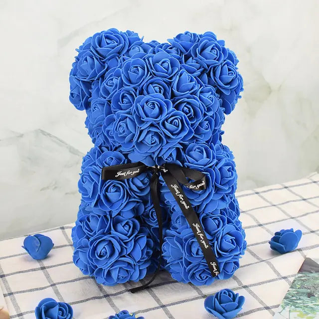 Artificial Flower Rose Bear, Artificial rose bear, Flower bear gifts, Rose bear decor, Faux flower bear - AlburyMart