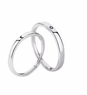 Minimalist Silver Sun Moon Adjustable Ring - Couple Engagement Jewelry