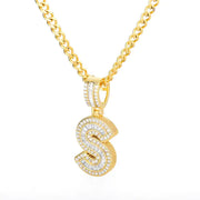 Cubic Zirconia Letters A-Z Pendant Necklace