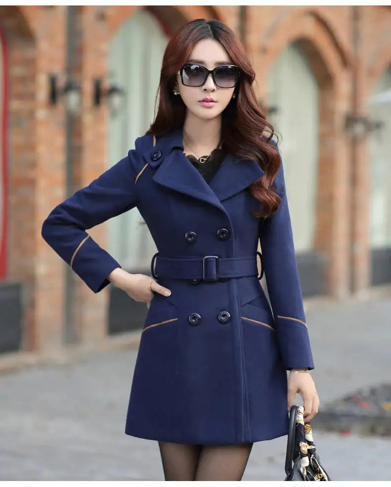 Korean Women's Wool Coat - AlburyMart