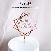 Golden "Happy Birthday" Acrylic Cake Topper