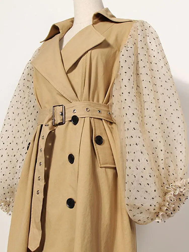 Tulle Sleeve Trench Coat - AlburyMart