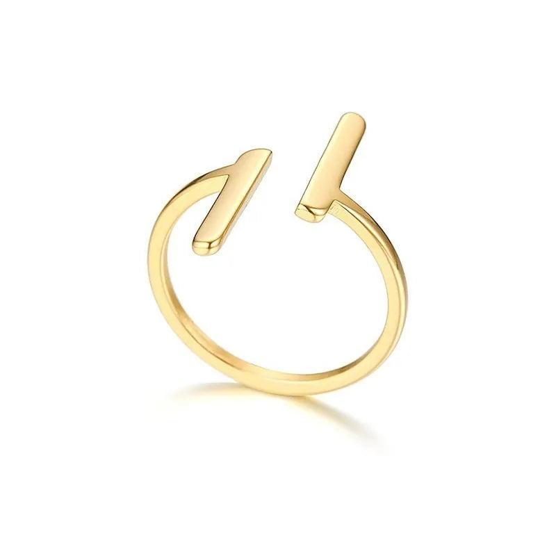 Vnox Minimalist Double T Letter Rings: Gold Tone Stainless Steel Jewelry - AlburyMart