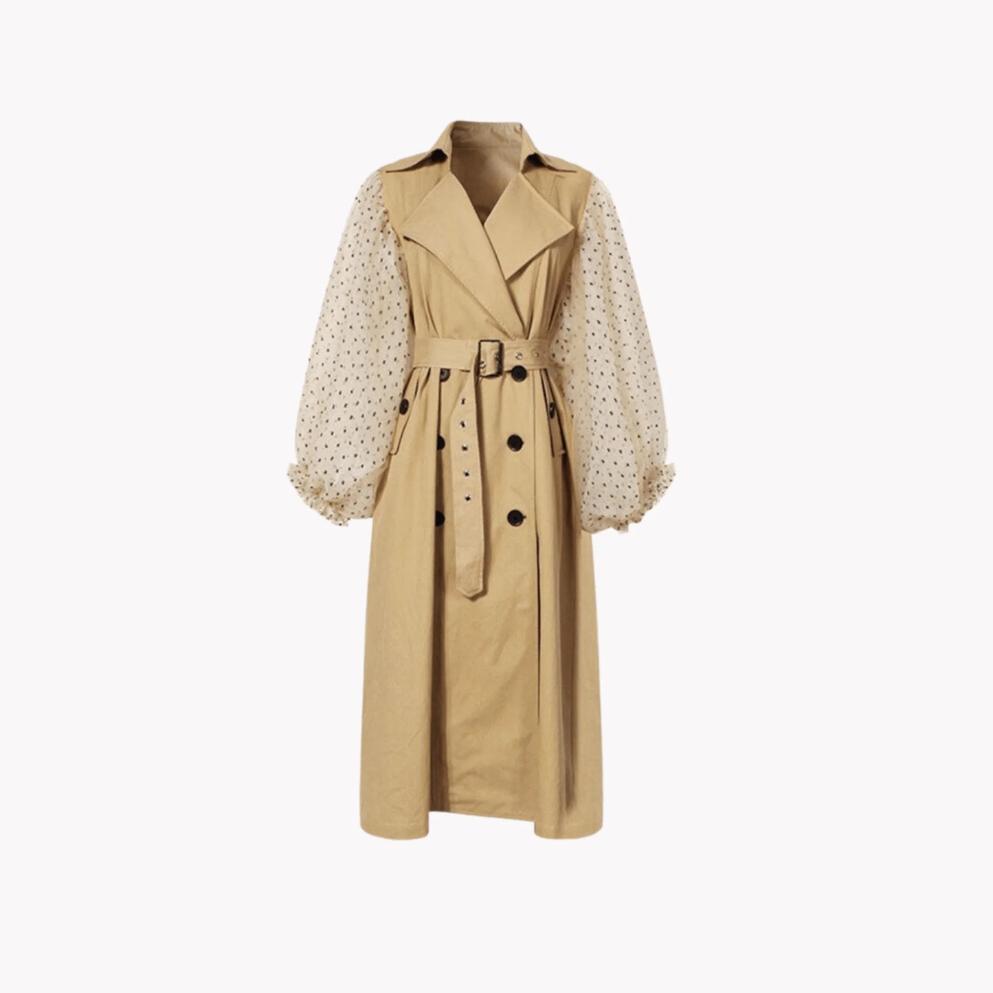Tulle Sleeve Trench Coat - AlburyMart