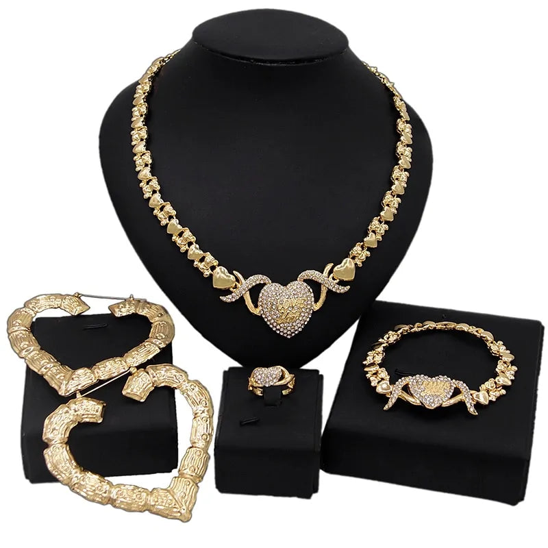 Gold  Wedding Engagement Jewelry Set - AlburyMart