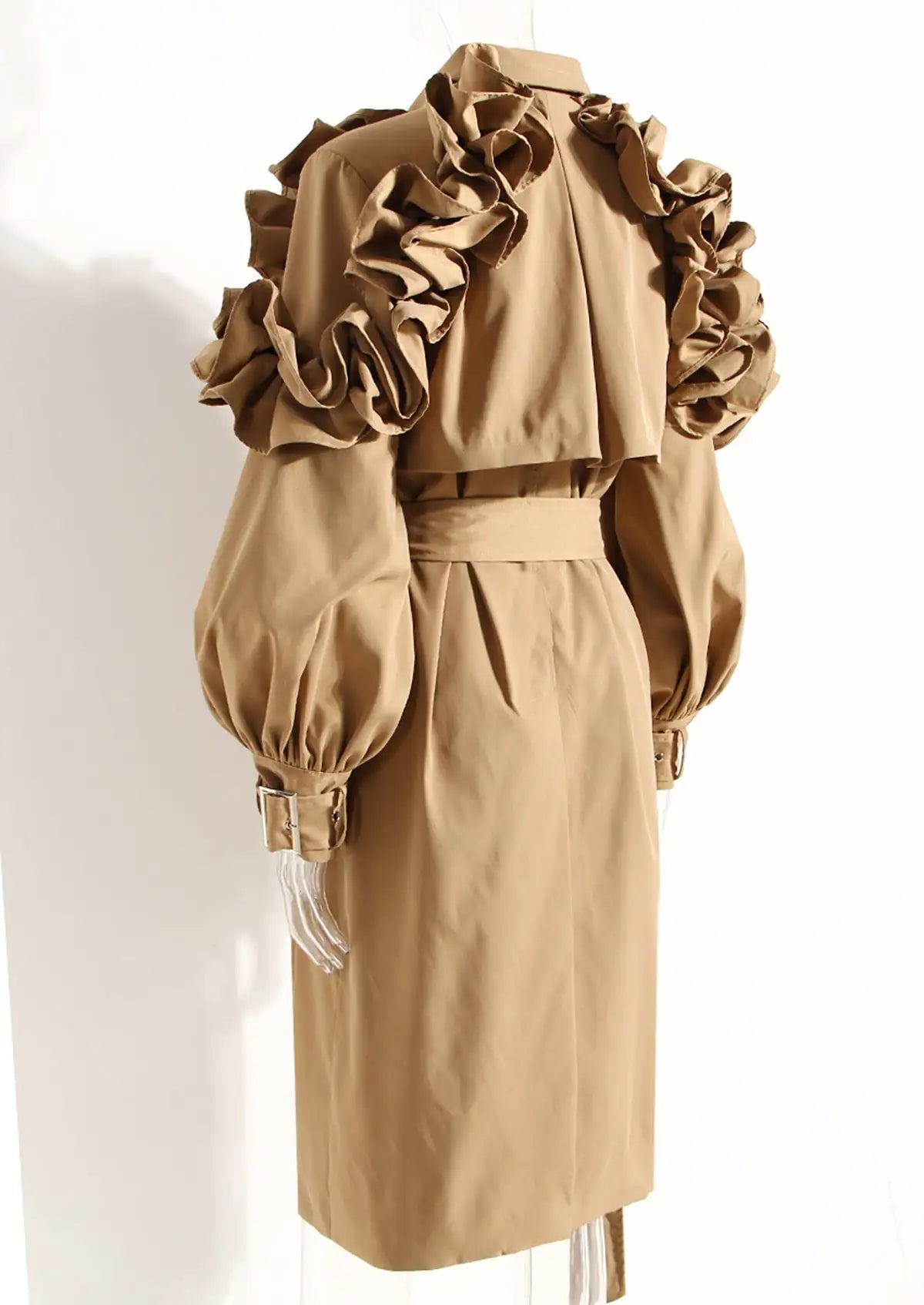 Ruffle Trench Coat - AlburyMart