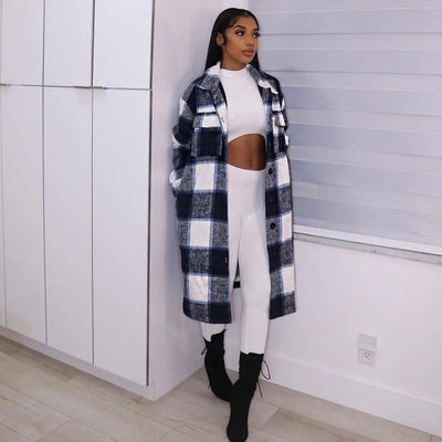 Elegant Checkered Coat