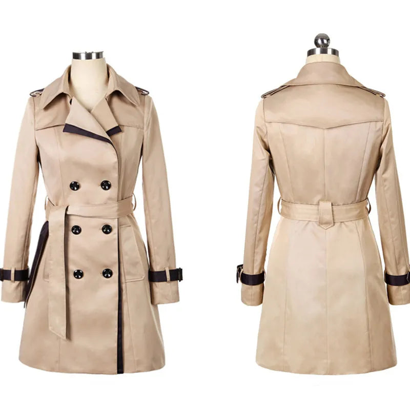Autumn Double-Breasted Trench Coat, Double-breasted trench coat, Stylish trench coat, Women's trench coat, Men's trench coat - AlburyMart