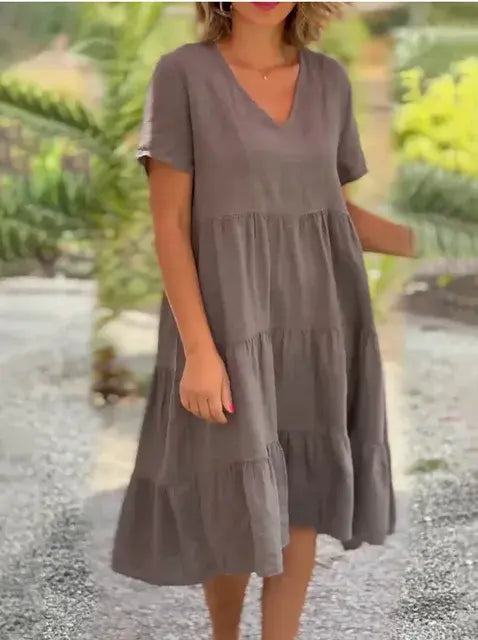 Cotton And Linen Casual Women's Dresses - AlburyMart