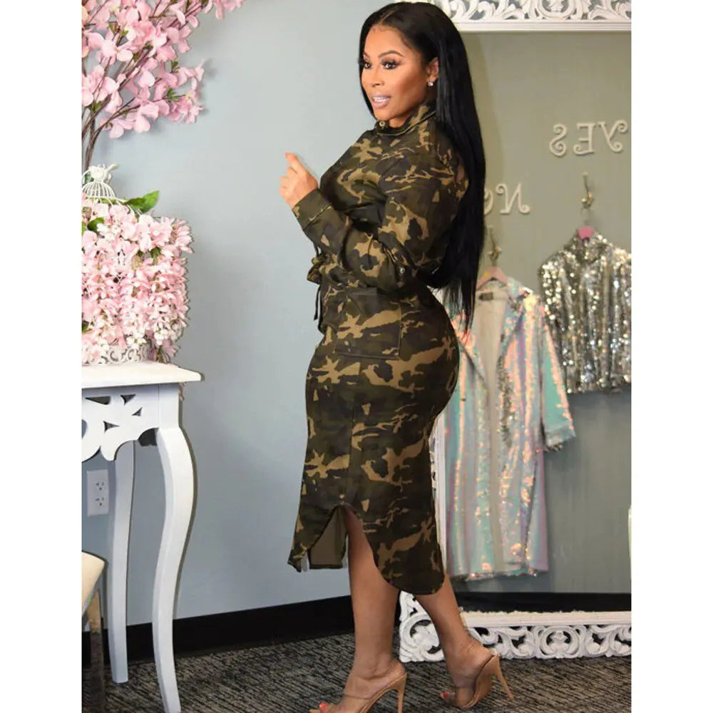 Casual Camouflage Long Dresses - AlburyMart