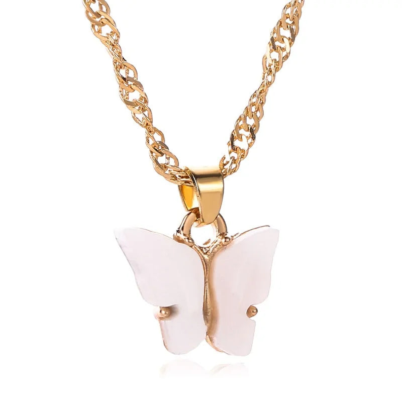 Gold Chain Butterfly Pendant Choker Necklace: Bohemian Beach Jewelry - AlburyMart