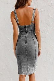 Summer Ladies Zipper Denim Dress