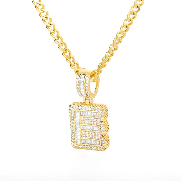 Cubic Zirconia Letters A-Z Pendant Necklace