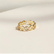 2023  Plated Trendy Light Luxury Adjustable Ring Women&#39;s Niche Design Word Fashion Personality Index Finger Ring Jewelry