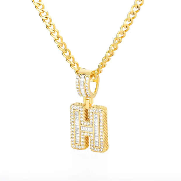 Cubic Zirconia Letters A-Z Pendant Necklace