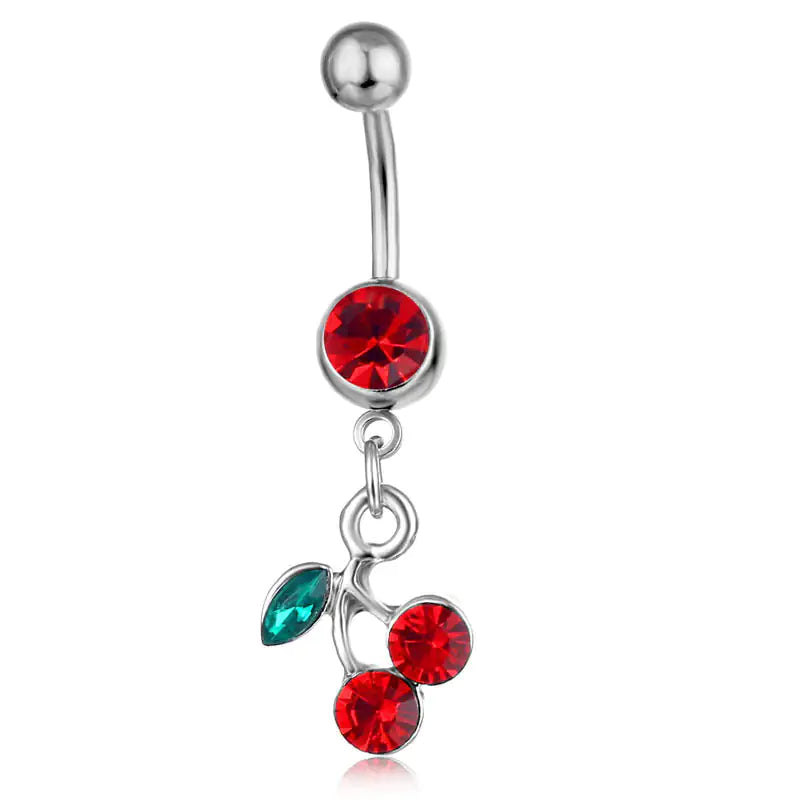 Piercing Jewelry Fruit Cherry Pendant Belly Ring - AlburyMart