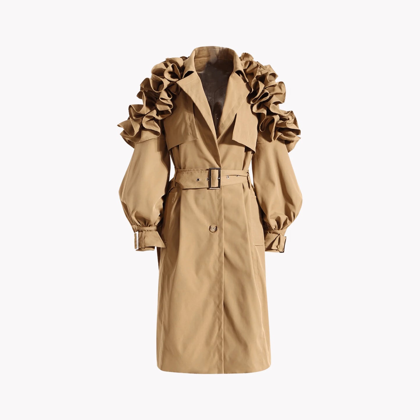 Ruffle Trench Coat - AlburyMart