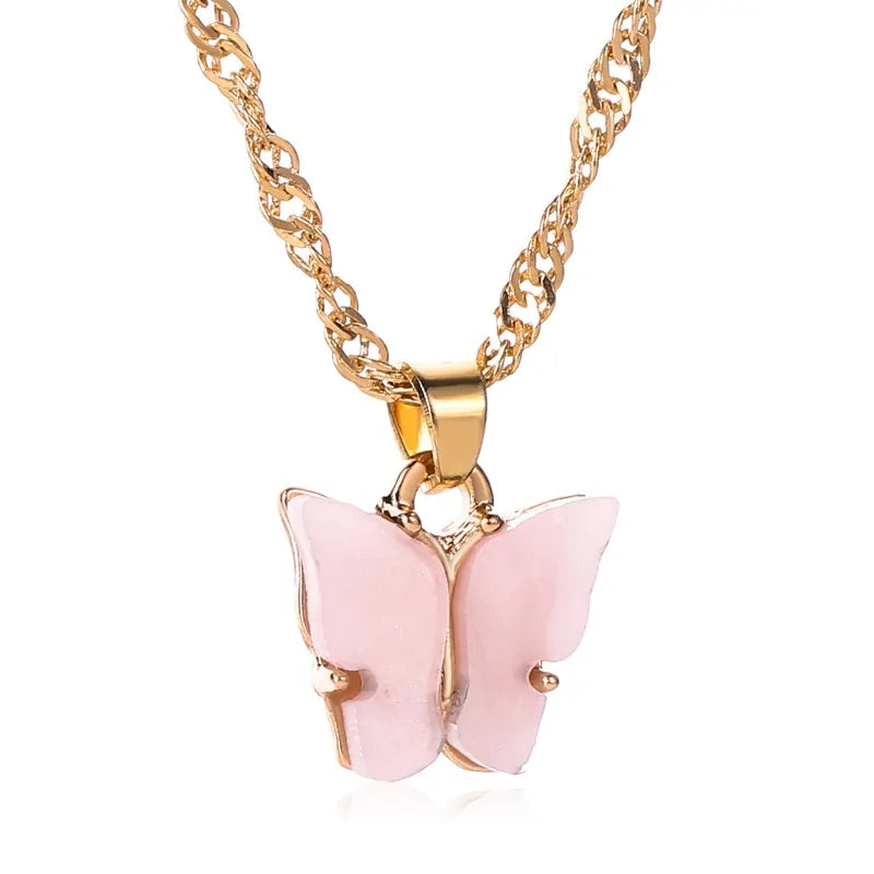 Gold Chain Butterfly Pendant Choker Necklace: Bohemian Beach Jewelry - AlburyMart