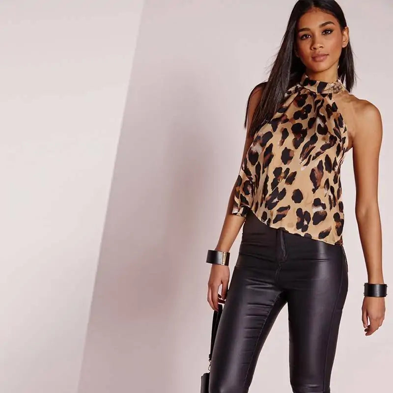 Women Blouses Sexy Leopard Print Ladies Shirts - AlburyMart