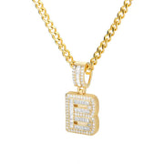 Cubic Zirconia Letters A-Z Pendant Necklace