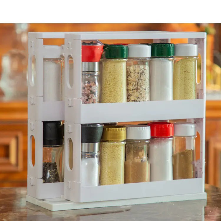 European Style Rotating Spice Rack for Kitchen Storage