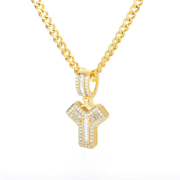 Cubic Zirconia Letters A-Z Pendant Necklace