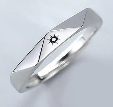 Minimalist Silver Sun Moon Adjustable Ring - Couple Engagement Jewelry - AlburyMart