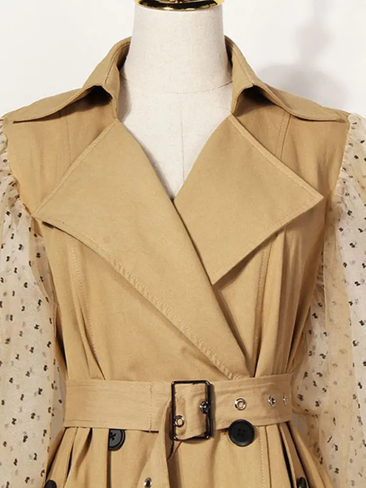 Tulle Sleeve Trench Coat - AlburyMart