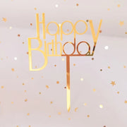 Golden "Happy Birthday" Acrylic Cake Topper