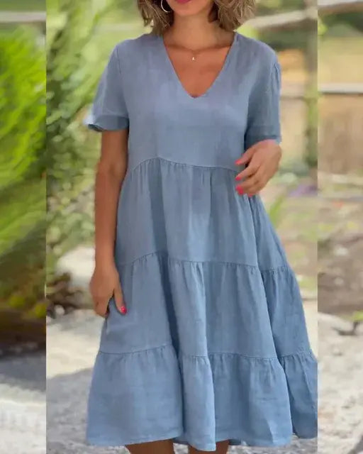 Cotton And Linen Casual Women's Dresses - AlburyMart