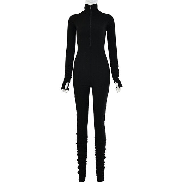 Turtleneck Gloved Sleeve Jumpsuits - AlburyMart