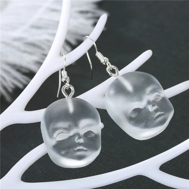 Handmade Angel Face Resin Dangle Earrings: Creative Jewelry Gift