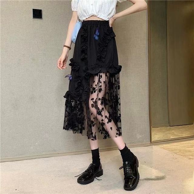 Black Lace Patchwork Skirt - AlburyMart