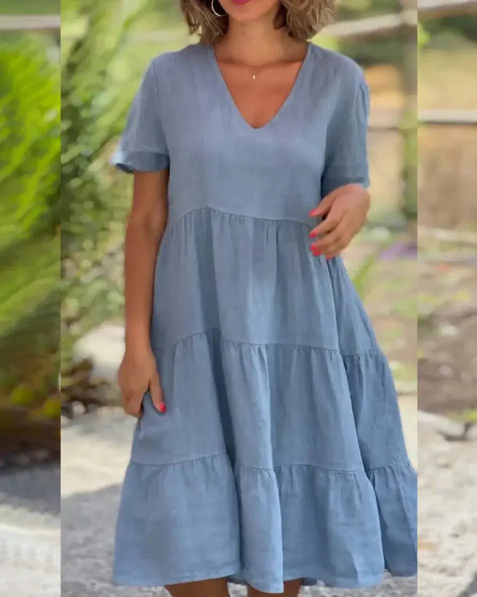 Cotton And Linen Casual Women's Dresses - AlburyMart
