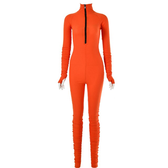 Turtleneck Gloved Sleeve Jumpsuits - AlburyMart