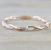 New Rose Gold Twist Cubic Zirconia Ring