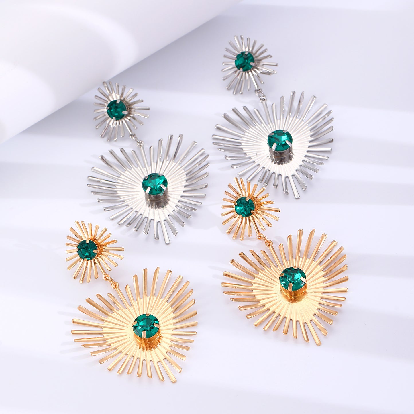 Bohemian Sunflower Heart-shaped Earrings With Rhinestone Exaggerated Personality Love Earrings For Women Valentine's Day Jewelry - AlburyMart