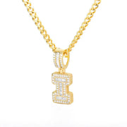 Cubic Zirconia Letters A-Z Pendant Necklace