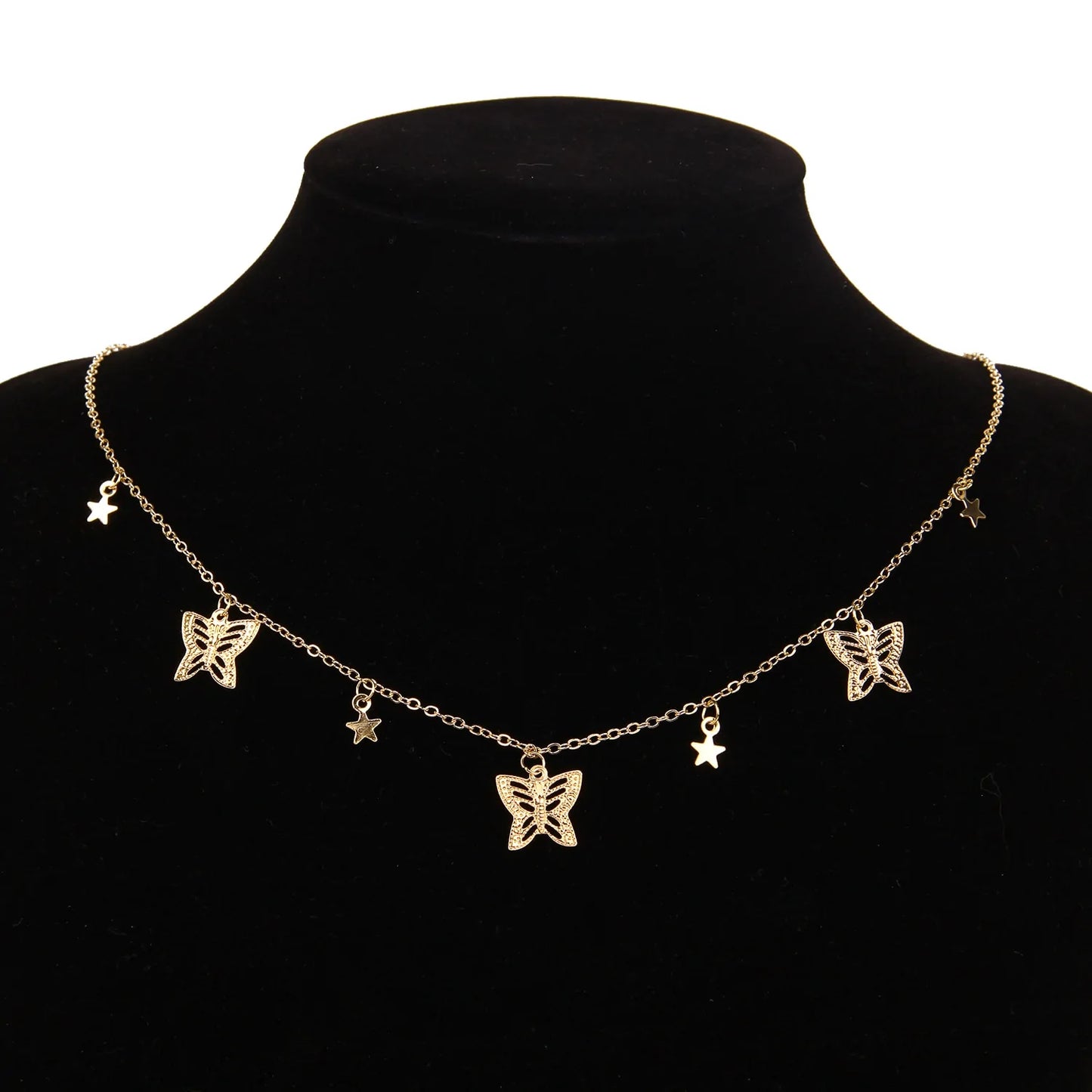 Gold Chain Butterfly Pendant Choker Necklace: Bohemian Beach Jewelry - AlburyMart