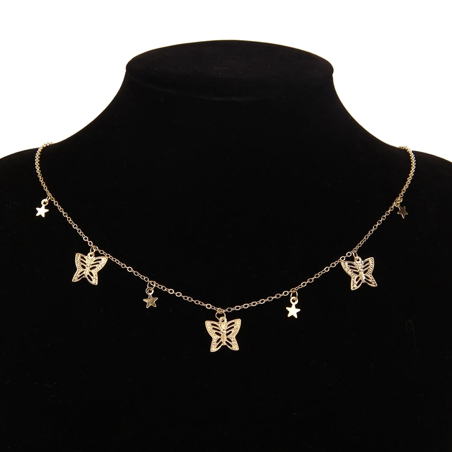 Gold Chain Butterfly Pendant Choker Necklace: Bohemian Beach Jewelry - AlburyMart