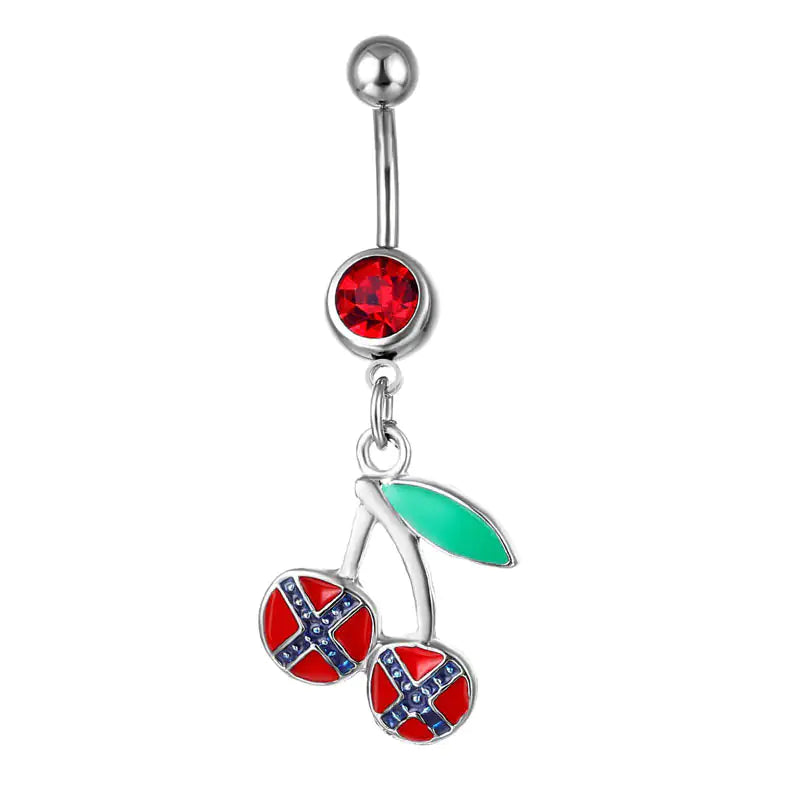 Piercing Jewelry Fruit Cherry Pendant Belly Ring - AlburyMart