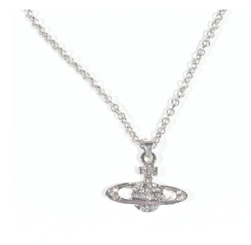 Y2K Jewelry Chain Vintage Crystal Zircon Planet Saturn Necklace - AlburyMart