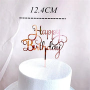 Golden "Happy Birthday" Acrylic Cake Topper