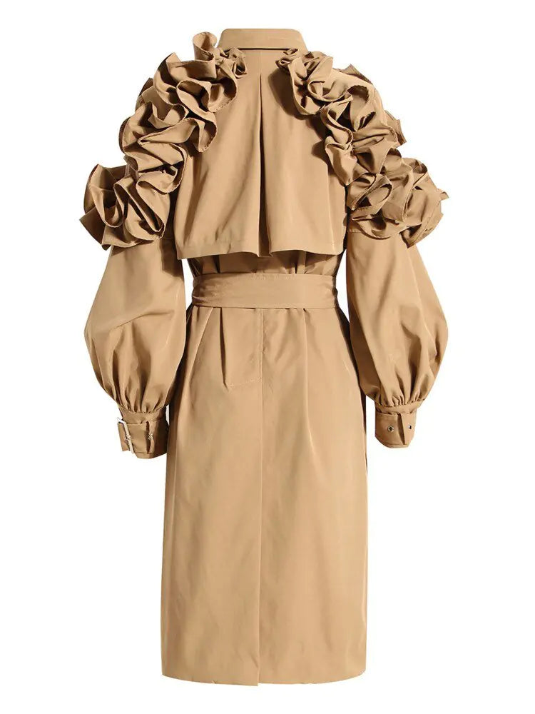 Ruffle Trench Coat - AlburyMart