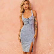 Summer Ladies Zipper Denim Dress