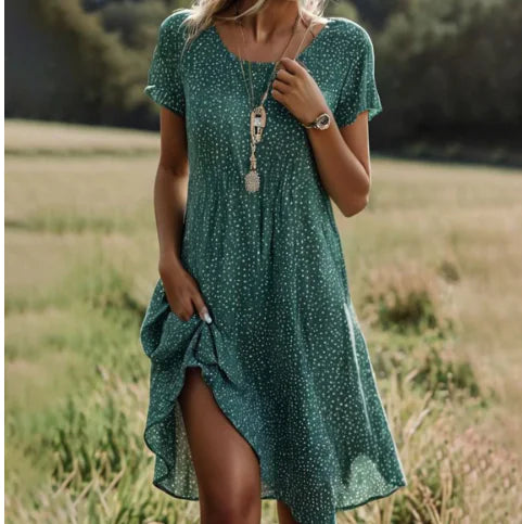 Victoria™ Polka Dot Midi Dress with V-Neck (One Piece) - AlburyMart