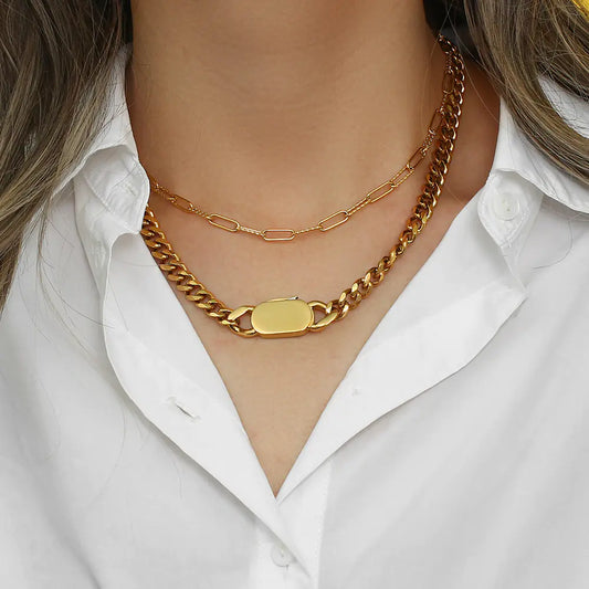 Metal Buckle Thick Chain Necklace