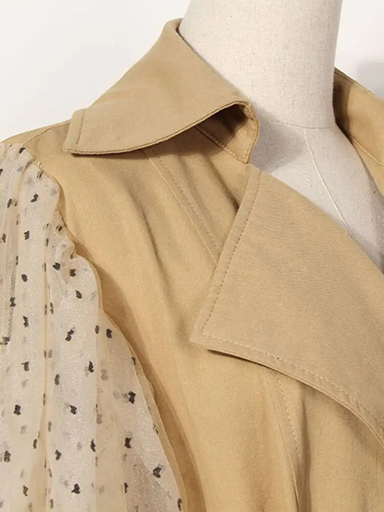 Tulle Sleeve Trench Coat - AlburyMart